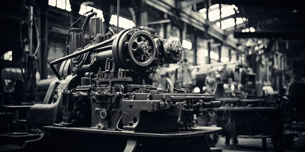 Aged machines, quiet reminders of past industrial achievements